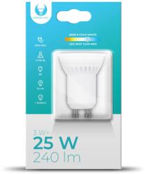 Forever LED izzó GU10 / MR11, 3W, 6000K, 240lm, hideg fehér fény, Forever Light
