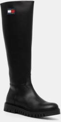 Tommy Jeans csizma TJW LONG SHAFT BOOT fekete, női, lapos talpú, EN0EN02627 - fekete Női 36