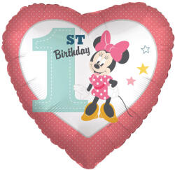 Amscan Disney Minnie Heart Első születésnap fólia lufi 43 cm DPA9916549 (DPA9916549)