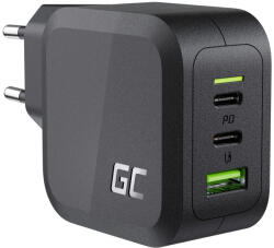 Green Cell GC PowerGaN 65 W töltő (2x USB-C tápellátás, 1x USB-A kompatibilis a Quick Charge 3.0-val) CHARGC08