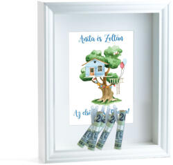 Partikellékek Pénzátadó nászajándék képkeret - Faház