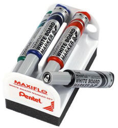 Pentel Táblamarker készlet, 6 mm, kúpos hegy, PENTEL "Maxiflo", 4 különböző szín (PENMWL5M4N) - bestoffice