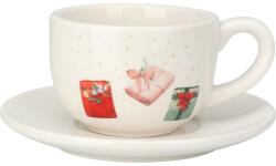 4home Karácsonyi ajándékok karácsonyi porcelán csésze csészealjjal , 250 ml