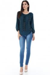 RohBoutique Ie teal, ROH, accesorizata cu broderie - BR502-T