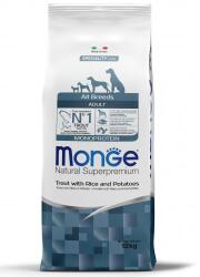 Monge Natural Superpremium All breeds Adult Monoprotein Trout with Rice and Potatoes - пълноценна суха храна за кучета в зряла възраст от всички породи с пъстърва, ориз и картофи - 12 кг, Италия - 1358