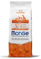 Monge Natural Superpremium All breeds Adult Monoprotein Duck with Rice and Potatoes - пълноценна суха храна за кучета в зряла възраст от всички породи с патешко, ориз и картофи - 12 кг, Италия - 1136
