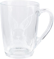 Clayre & Eef Set 6 cani sticla transparenta alba Iepuras 11x8x11 cm, 300 ml (RAEGL0006)