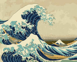 iPicasso Set pictura pe numere, cu sasiu, Marele val de la Kanagawa - Hokusai, 40x50 cm (PC40501151)