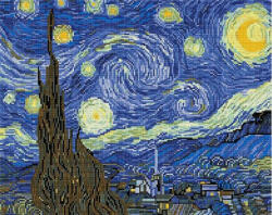 iPicasso Set goblen cu diamante, cu sasiu, Noapte instelata - Van Gogh, 40x50 cm (PD4050025)