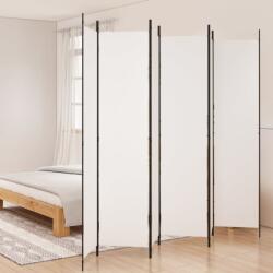 vidaXL Параван за стая, 6 панела, бял, 300x220 см, текстил (350206)