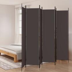vidaXL Параван за стая, 6 панела, кафяв, 300x220 см, плат (350207)