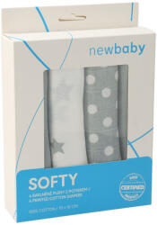 New Baby Softy pamut tetra pelenka nyomtatott mintával 70x70 cm 4 db - fehér-szürke