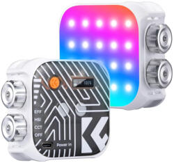 K& F Concept RGB LED lámpa, 2500-9900K, CRI 96+, 2000mAh, 21 fényeffekt (fehér) (KF-34-036V1)