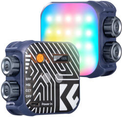K& F Concept RGB LED lámpa, 2500-9900K, CRI 96+, 2000mAh, 21 fényeffekt (kék) (KF-34-036V2)