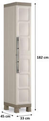 KIS EXCELLENCE HIGH 1 DOOR Műanyag szekrény, 33 x 45 x 182 cm, bézs 241050 (241050)