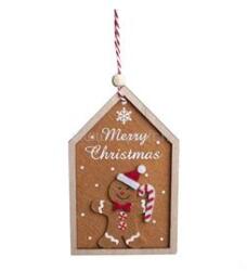Iris fa akasztós ház + mézi karácsony 8*13 cm (IRIS_060742) (IRIS_060742)
