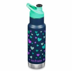 Klean Kanteen Kid Classic Narrow Navy Hearts - Termos din otel inoxidabil 355 ml cu capac sport - Klean Kanteen (6513)