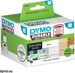 DYMO 2112286 etichete pe rolă 25 x 25 mm folie de polipropilenă albă 1700 buc etichete permanente universale, etichete adrese; 2112286