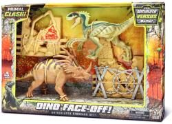 Lanard Toys Set de joaca cu 2 dinozauri si accesorii, Lanard Toys, Primal Clash, Maro-Verde Figurina