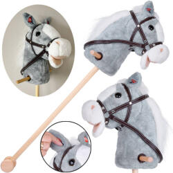 Inlea4Fun Plüss ló lovagló bot hangefektekkel Inlea4Fun HOBBY HORSE - Szürke (JO-ZA5442 SZ)