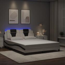 vidaXL fehér és fekete műbőr ágykeret LED-világítással 160 x 200 cm (3214035)