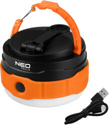 NEO TOOLS Akkus 3az1-ben Kempinglámpa/zseblámpa/powerbank, 500lm, 3, 7V/2000mAh, USB és kézi tekerődinamós töltés (99-118) - szerszamparadicsom