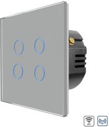 Luxion Intrerupator Cvadruplu Wi-Fi + RF433 cu Touch din Sticla LUXION - culoare gri