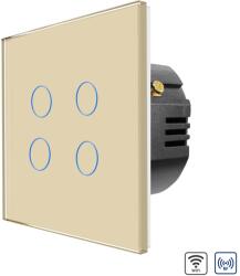 Luxion Intrerupator Cvadruplu Wi-Fi + RF433 cu Touch din Sticla LUXION - culoare auriu