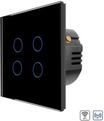 Luxion Intrerupator Cvadruplu Wi-Fi + RF433 cu Touch din Sticla LUXION - culoare negru