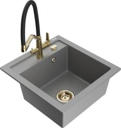 Mexen Vito, 1 kamrás gránit mosogató 520x490x210 mm, Duo mosogató csaptelep, szürke, 6503-71-671701-57-G (6503-71-671701-57-G)