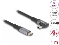 Delock Cablu USB 40 Gbps/8K60Hz PD 3.1 Extended Power Range 240W drept/unghi 90 grade 1m, Delock 81131 (81131)
