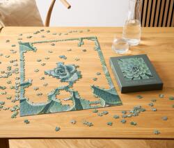 Tchibo Puzzle, pozsgás növény, 1000 darabos Tárolódoboz: sötétzöld Puzzle: zsályazöld