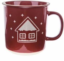 4home Snowy cottage karácsonyi kerámia bögre piros, , 710 ml