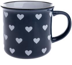 4home Kerámia bögre, kék, fehér szívekkel, 400 ml