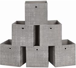 SONGMICS 6 db összehajtható tárolódobozok 30 x 30 x 30 cm, Taupe (RFB006K01V1)
