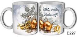 Karácsonyi Bögre 3 dl Gömbdíszek Békés Boldog Karácsonyt felirattal (B227)