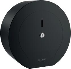 Delabie ipari nagytekercses WC-papír adagoló 200m tekercsekhez, D=245mm, zárható, vandálbiztos r. m. acél ház, matt fekete (DEL510911BK)