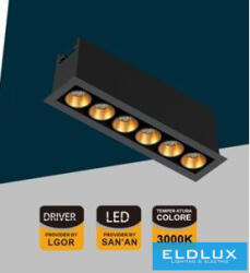 ELDLUX süllyesztett spot lámpa 11W 754lm 3000k 24° IP20 132x31mm Fekete/Arany (XTD-6-NC)