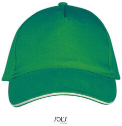 SOL'S Uniszex pamut 5 paneles baseball sapka, SOL'S SO00594, Kelly Green/White-U (so00594kl-wh-u)