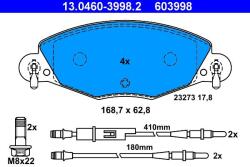 ATE fékbetétkészlet, tárcsafék ATE 13.0460-3998.2 for CITROËN (13.0460-3998.2)