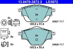 ATE fékbetétkészlet, tárcsafék ATE 13.0470-3872.2 for CITROËN, OPEL, PEUGEOT, VAUXHALL, … (13.0470-3872.2)