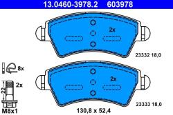 ATE fékbetétkészlet, tárcsafék ATE 13.0460-3978.2 for PEUGEOT, CITROËN (13.0460-3978.2)