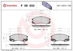 BREMBO fékbetétkészlet, tárcsafék BREMBO P 59 033 for OPEL, VAUXHALL (P 59 033)