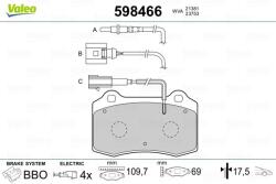 VALEO Fékbetét készlet VALEO 598466 for PEUGEOT (598466)