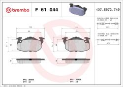 BREMBO fékbetétkészlet, tárcsafék BREMBO P 61 044 for PEUGEOT, CITROËN, RENAULT (P 61 044)