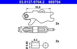 ATE tartozékkészlet, rögzítőfék pofa ATE 03.0137-9704.2 for MERCEDES-BENZ, VAG (03.0137-9704.2)