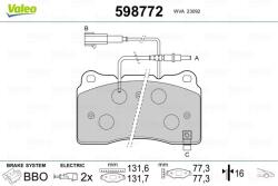 VALEO Fékbetét készlet VALEO 598772 for LANCIA, ALFA ROMEO (598772)