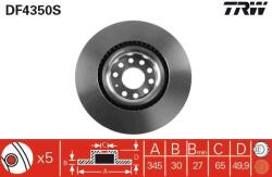 TRW féktárcsa TRW DF4350S for SEAT, SKODA, VW, AUDI (DF4350S)