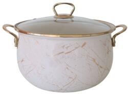 Goldmann Cratita emailata, 30x16cm, 12.5 litri, manere titan aurii, capac sticla, inclusiv inductie, Goldmann, bej (GM 8017-30B)