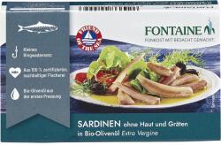 Fontaine File de sardine, fara oase, cu piele, in ulei de masline bio 120g